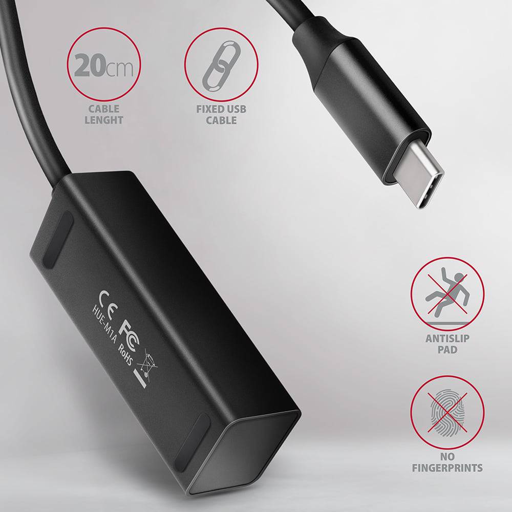 USB-хаб AXAGON SuperSpeed USB-C MINI USB-C Black (HUE-M1C) Тип питания пассивный