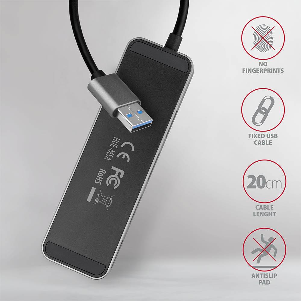 USB-хаб AXAGON SuperSpeed USB-A SWITCH CHARGING USB-A Silver (HUE-MSA) Интерфейс подключения USB Type-A