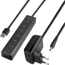 USB-хаб AXAGON USB3.0 CHARGING USB-A Black (HUE-SA7BP)