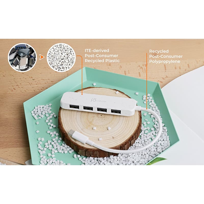 USB-хаб J5CREATE 4-in-1 Natural White (JCH341EW-N) Количество разъемов USB Type-A 4