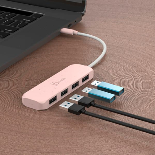 USB-хаб J5CREATE 4-in-1 Earth Rose (JCH341ER-N) Кількість роз'ємів USB Type-A 4