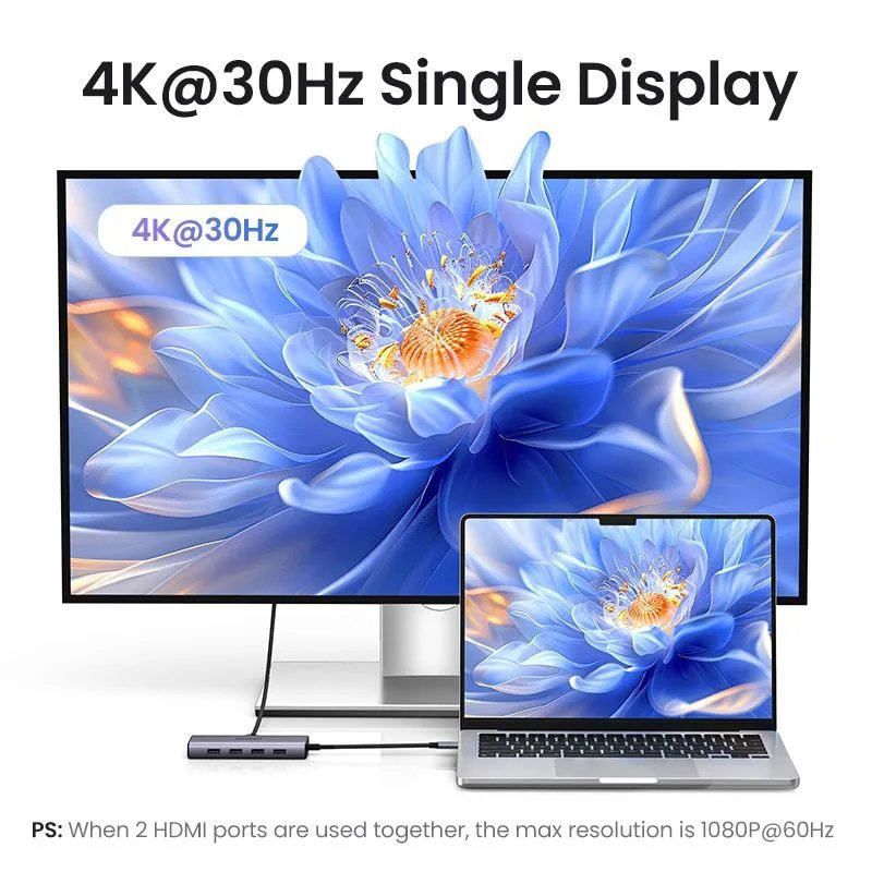 Док-станція UGREEN CM498 7-in-1 Grey (35897) Додаткові роз'єми HDMI