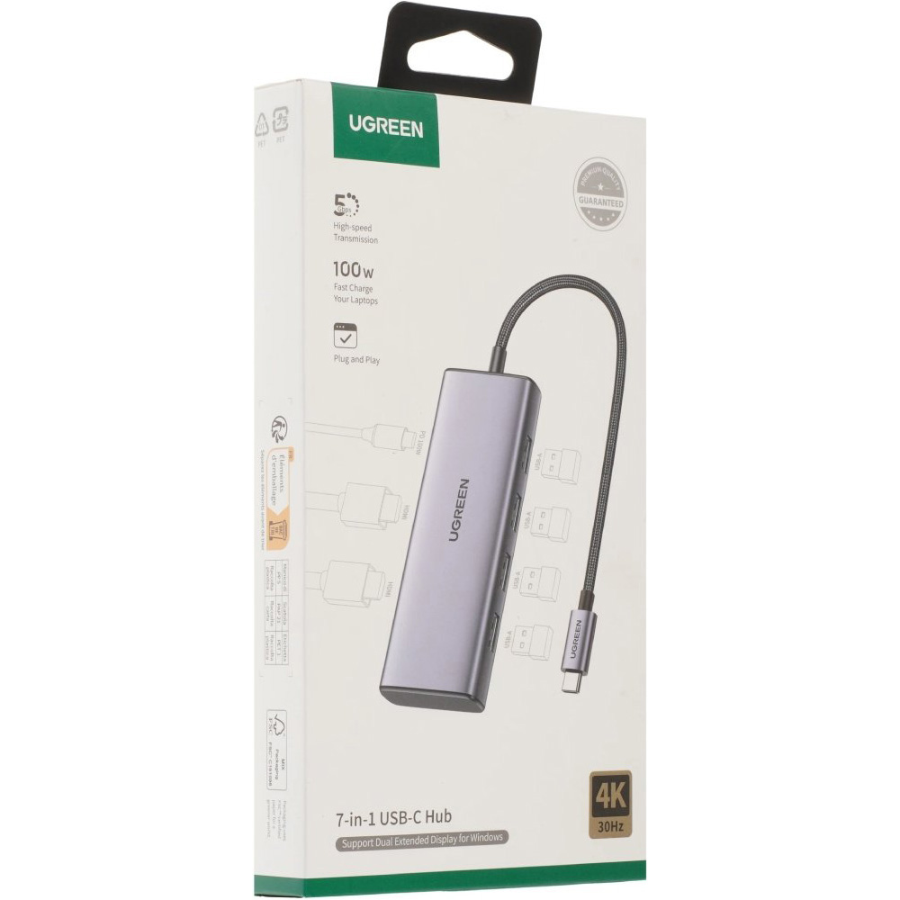Фото Док-станція UGREEN CM498 7-in-1 Grey (35897)