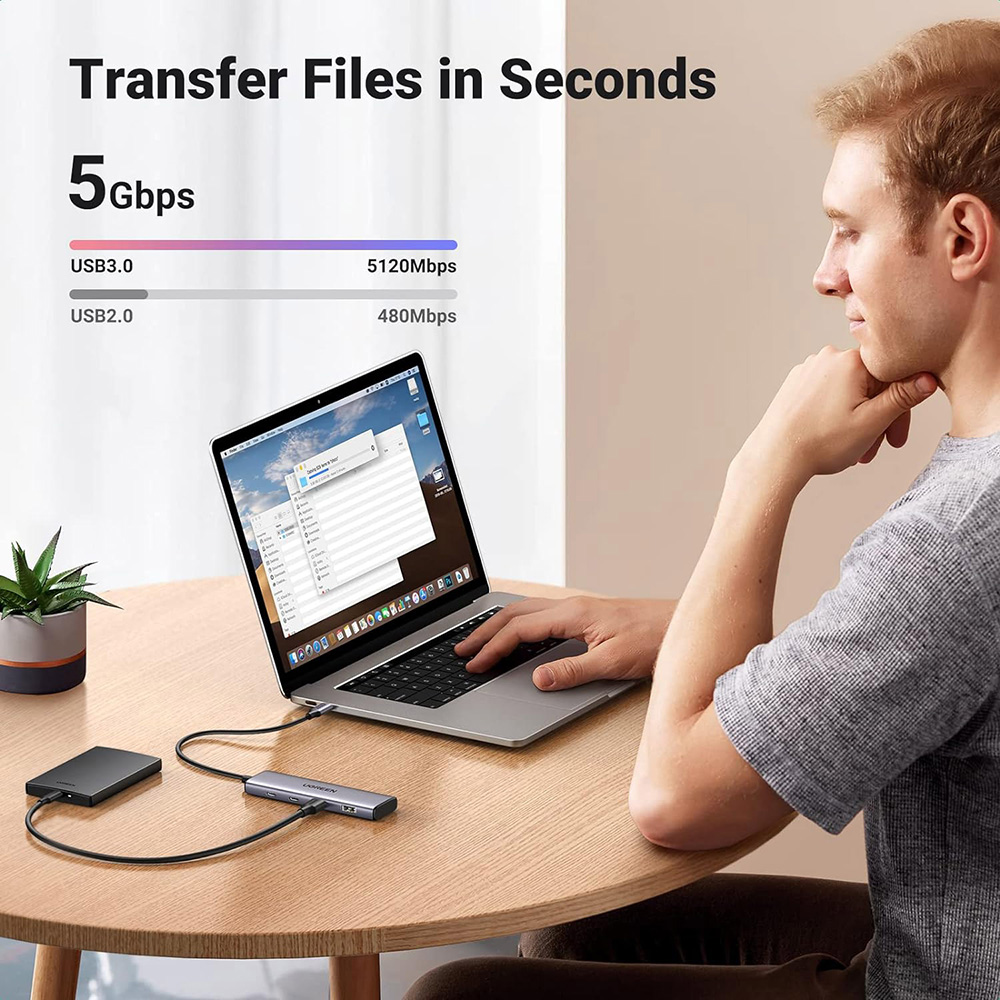 USB-хаб UGREEN CM473 4-in-1 Grey (15395) Тип питания пассивный