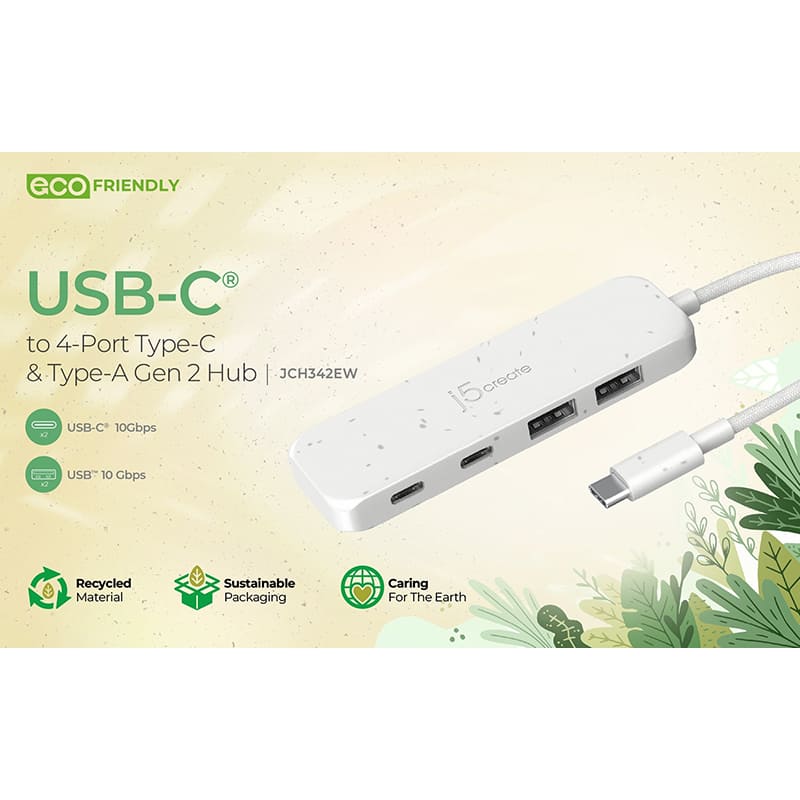 Зовнішній вигляд USB-хаб J5CREATE 4-in-1 Frech Cyan (JCH342EC-N)