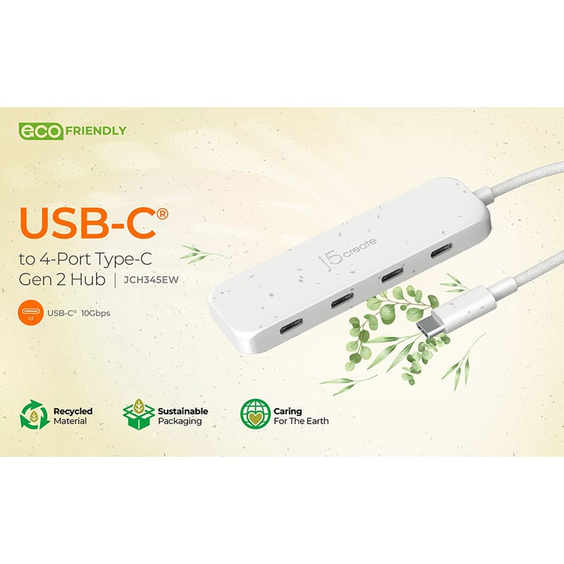 Зовнішній вигляд USB-хаб J5CREATE 4-in-1 Natural White (JCH345EW-N)