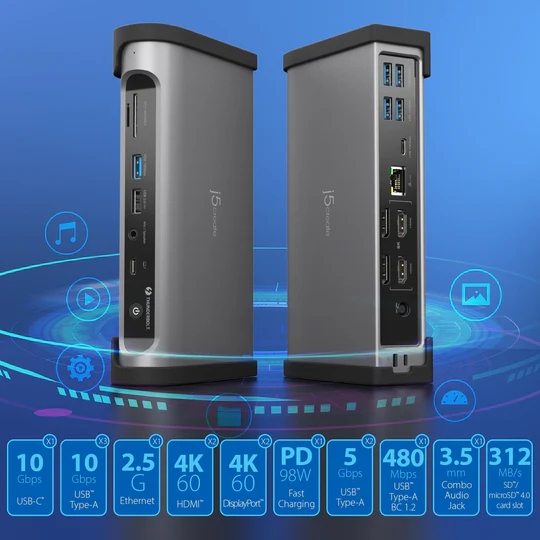 В інтернет магазині Док-станція J5CREATE JTD568-EN 15 в 1 Dark/Space Grey