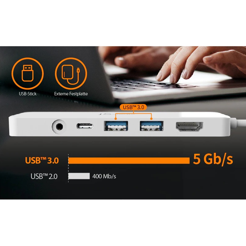 Док-станція J5CREATE JCD373-N 6 в 1 White Інтерфейс підключення USB Type-C