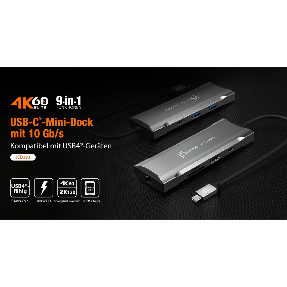 Зовнішній вигляд Док-станція J5CREATE JCD393-N Space Grey