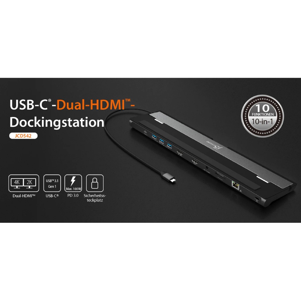 В Україні Док-станція J5CREATE JCD542-N 10 в 1 Gray/Black