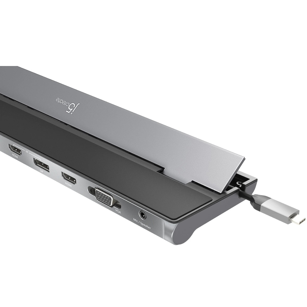 Док-станція J5CREATE JCD543P-EN 10 до 1 Silver/Black Додаткові роз'єми 3.5 mm Jack