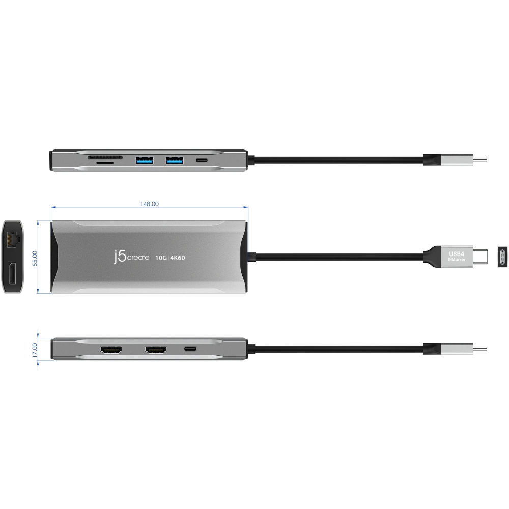 Зовнішній вигляд Док-станція J5CREATE JCD397-N Space Grey