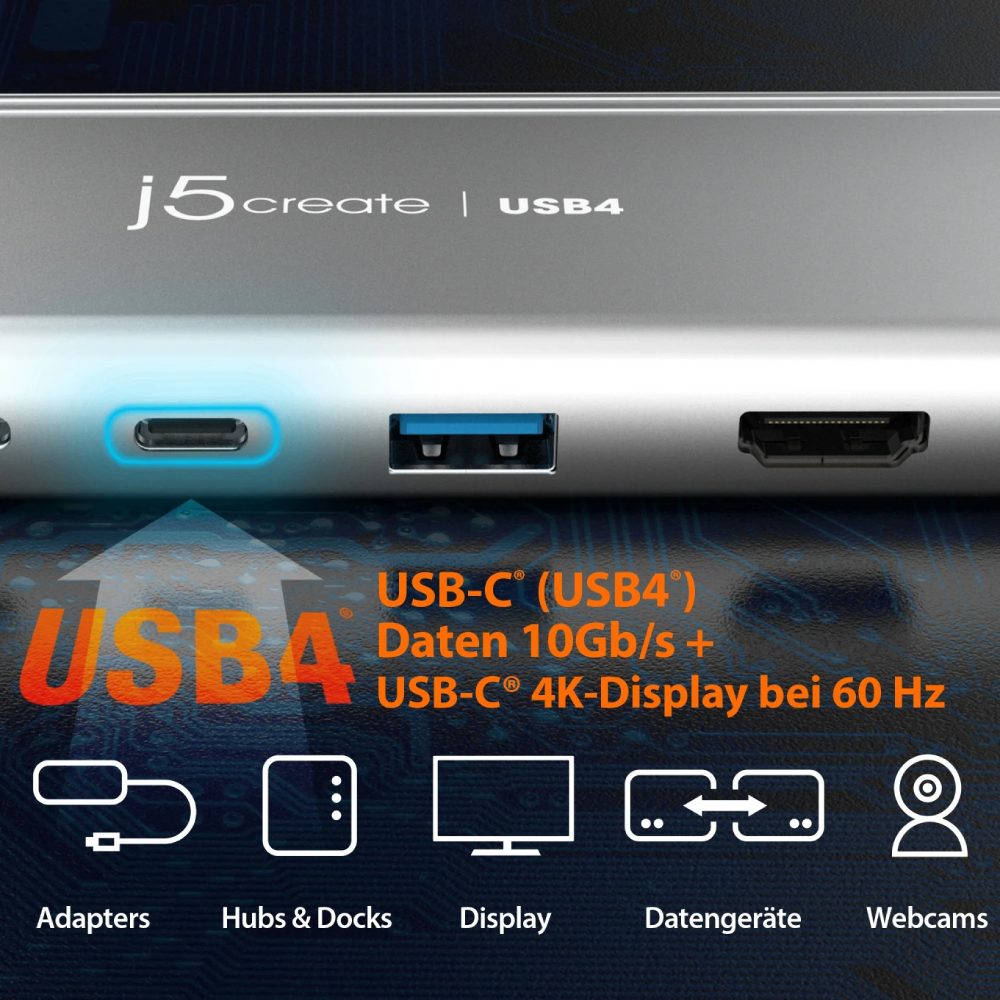 Зовнішній вигляд Док-станція J5CREATE JCD401-N 7 в 1 Space Grey