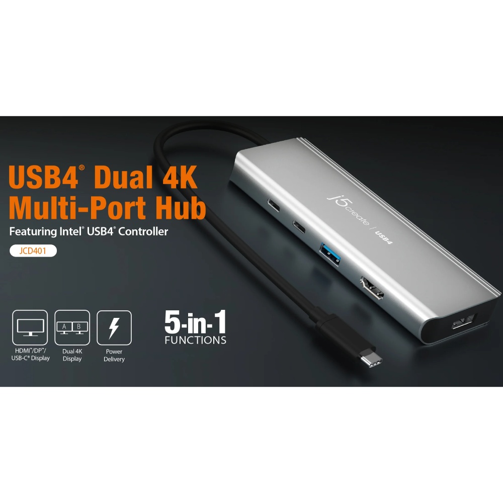 Док-станція J5CREATE JCD401-N 7 в 1 Space Grey Інтерфейс підключення USB Type-C