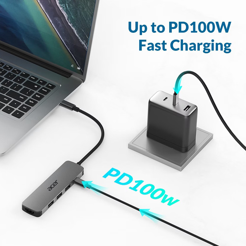 USB-хаб ACER 5in1 0.15 м Gray (HP.DSCAB.021) Інтерфейс підключення USB Type-C