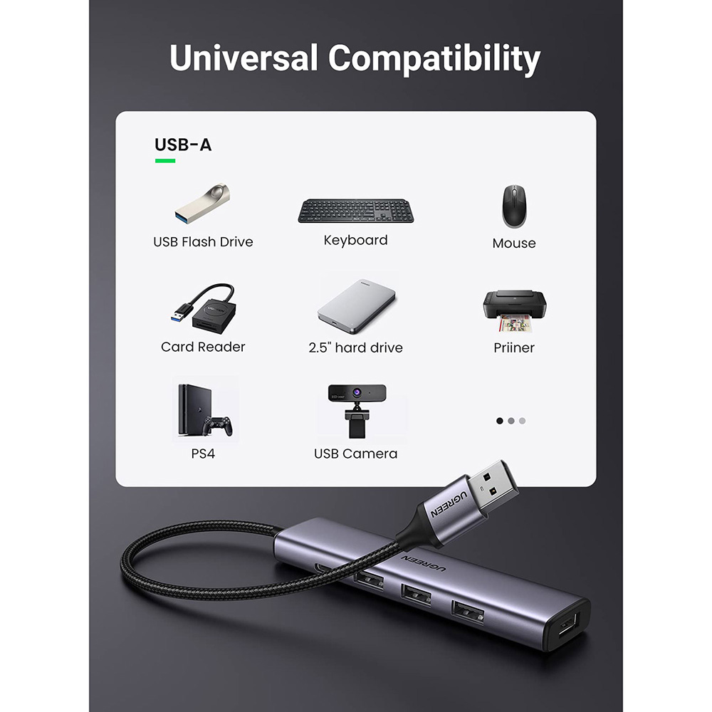 USB-хаб UGREEN CM473 Deep Gray (20805) Тип USB-хаб