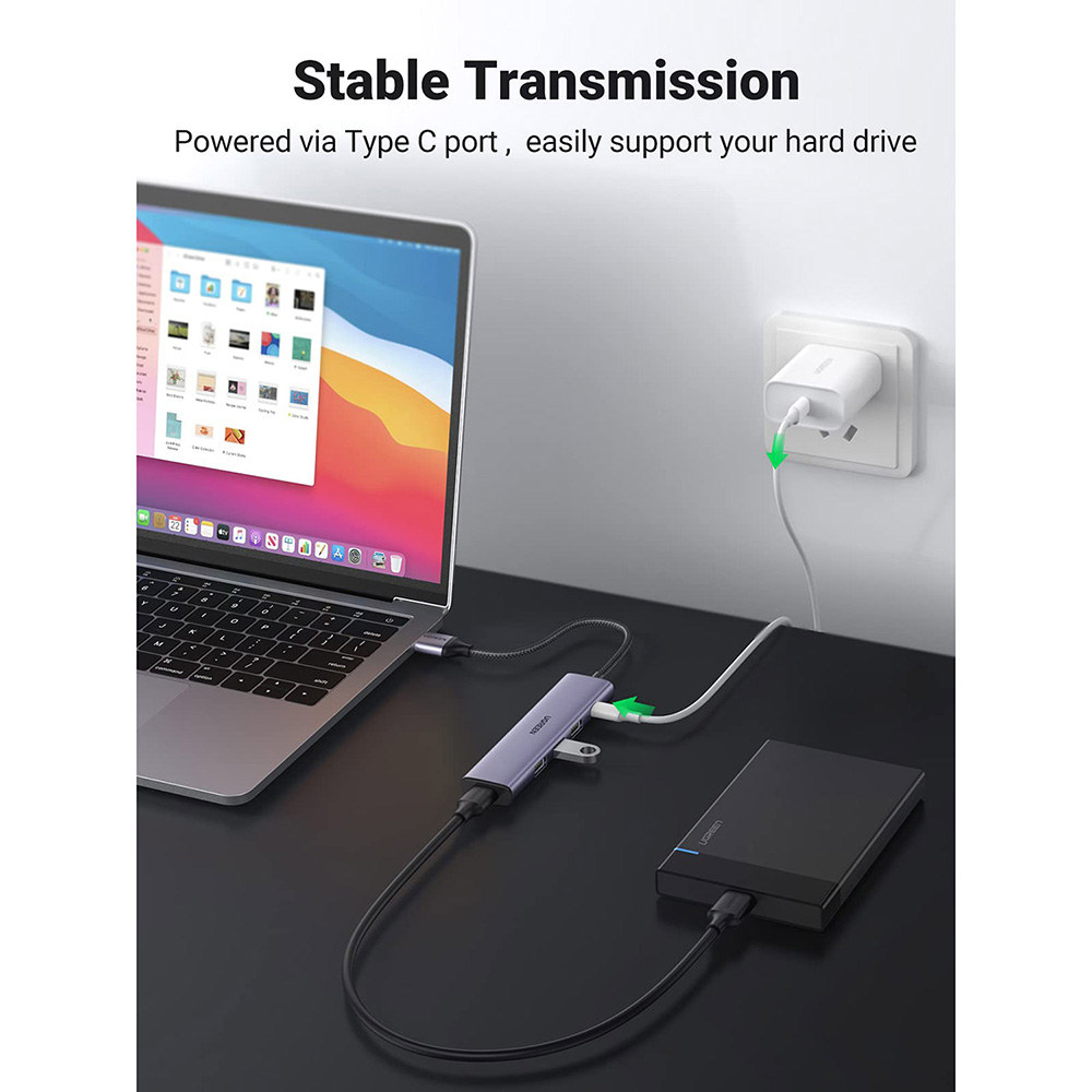 USB-хаб UGREEN CM473 Deep Gray (20805) Тип живлення пасивний