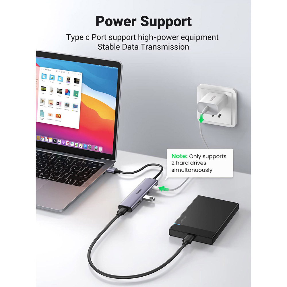 USB-хаб UGREEN CM473 Deep Gray (20805) Інтерфейс підключення USB Type-A