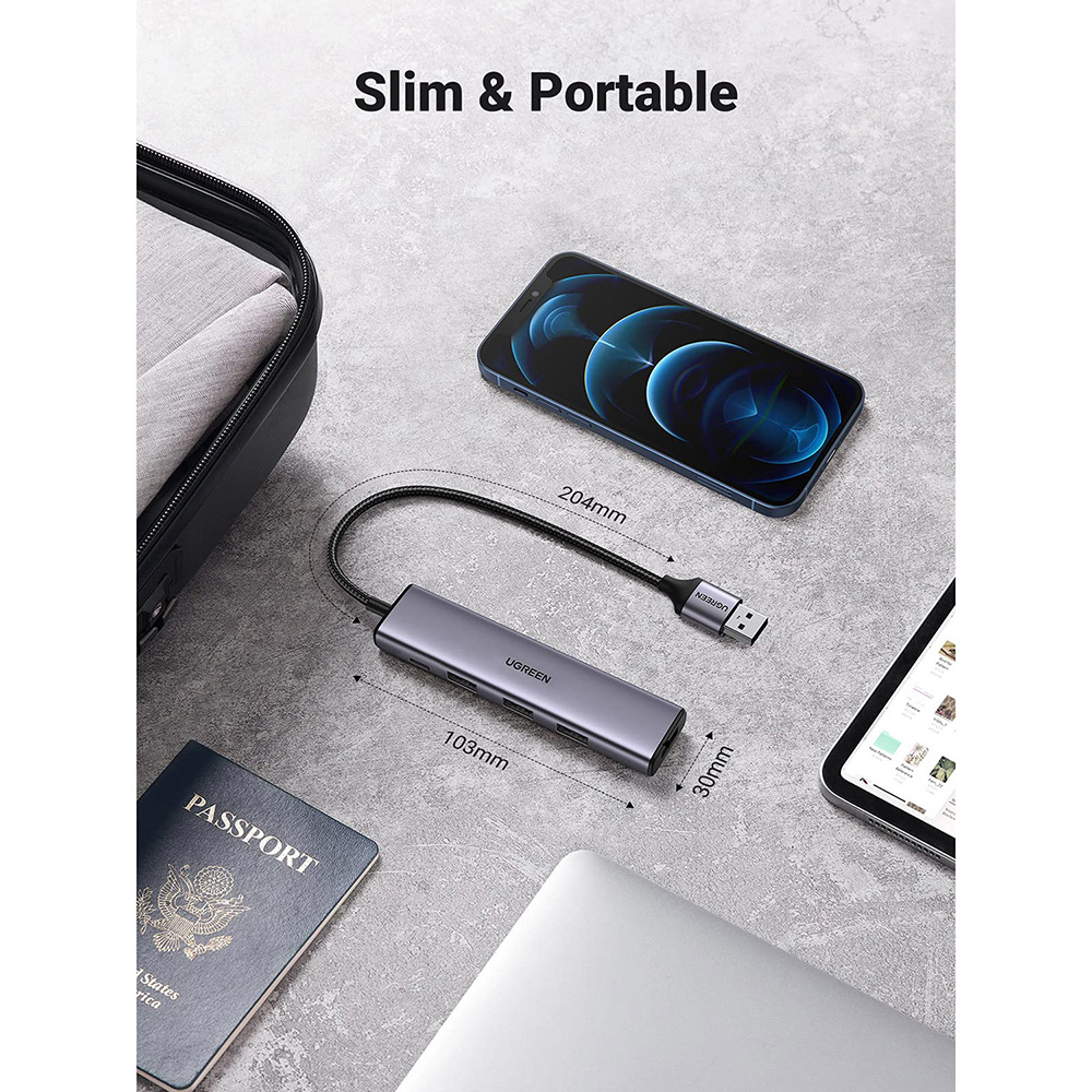 Зображення USB-хаб UGREEN CM473 Deep Gray (20805)