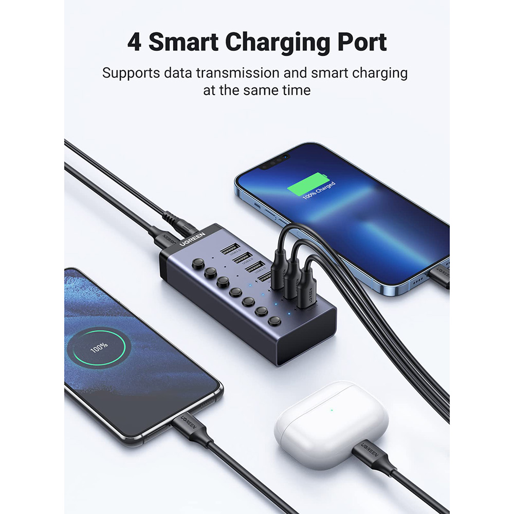 USB-хаб UGREEN CM481 Gray (90307) Количество разъемов USB Type-A 7