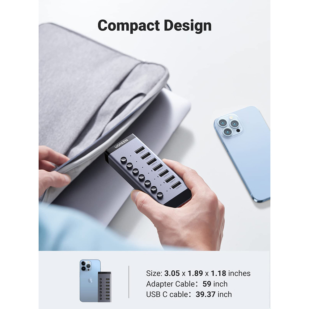 Заказать USB-хаб UGREEN CM481 Gray (90307)