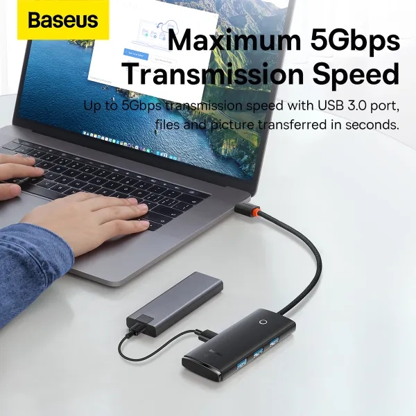 Заказать USB-хаб BASEUS Lite Series 25 см Black (WKQX030301)