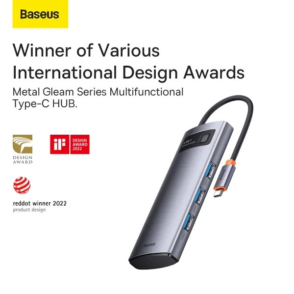 В Украине USB-хаб BASEUS Metal Gleam Series 15 см Gray (WKWG070013)