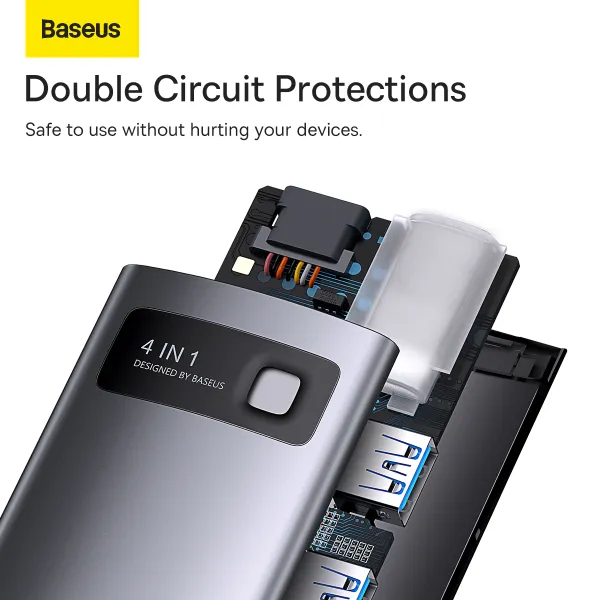 Заказать USB-хаб BASEUS Metal Gleam Series 15 см Gray (WKWG070013)