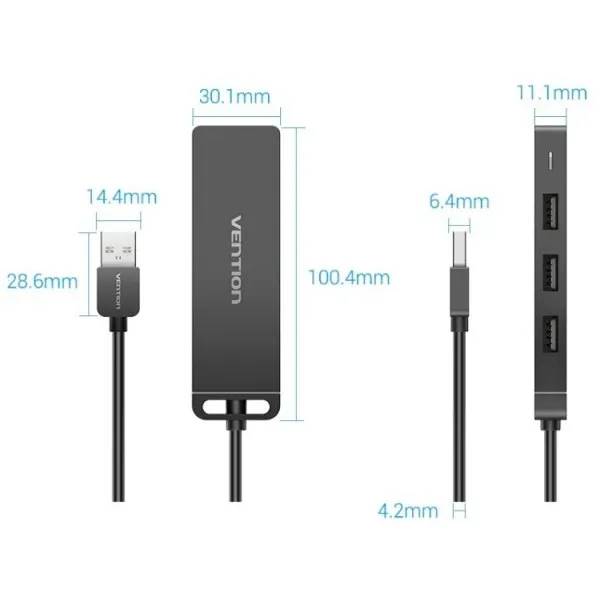 USB-хаб VENTION 4xUSB 2.0 15см Black (CHMBB) Тип USB-хаб