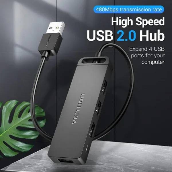 USB-хаб VENTION 4xUSB 2.0 15см Black (CHMBB) Тип живлення пасивний
