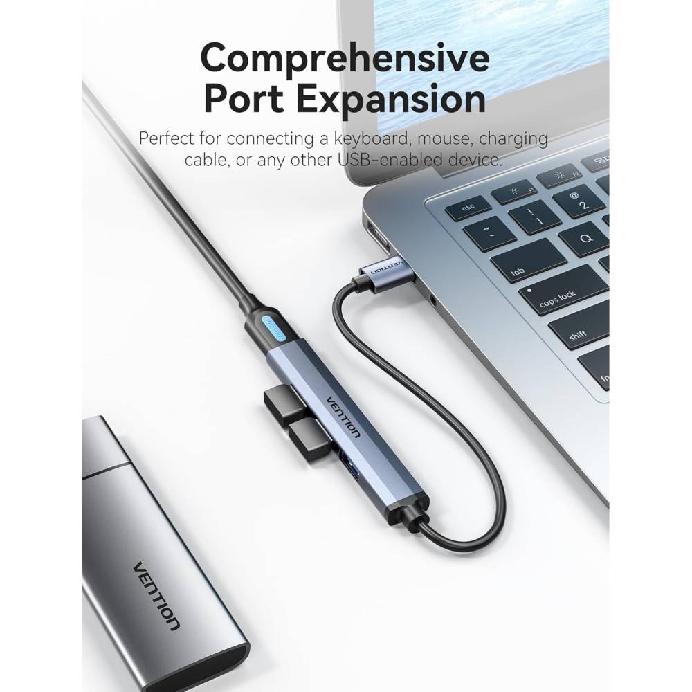 USB-хаб VENTION 1xUSB 3.0/3xUSB 2.0 15см Grey (CKOHB) Інтерфейс підключення USB Type-A