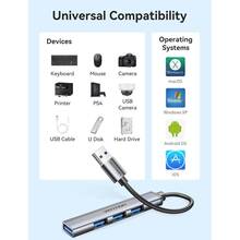USB-хаб VENTION 1xUSB 3.0/3xUSB 2.0 15см Grey (CKOHB)