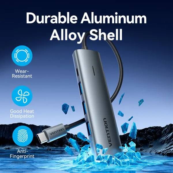 USB-хаб VENTION 4xUSB 3.0/1xUSB-C 5Gbps Black (TGZHB) Інтерфейс підключення USB Type-A