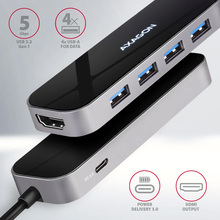 Док-станція AXAGON USB-C 6 IN 1 0.2M Black (HMC-6H4A)