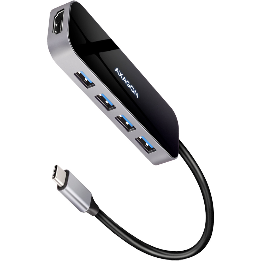 Док-станція AXAGON USB-C 6 IN 1 0.2M Black (HMC-6H4A)