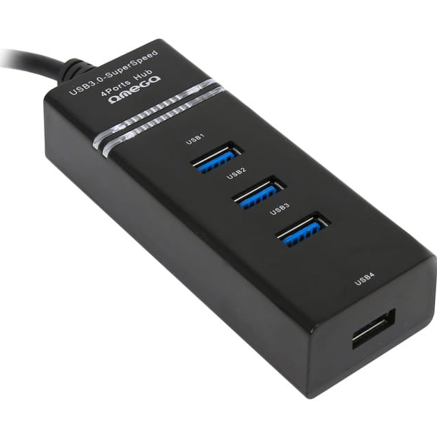 USB-хаб OMEGA USB 3.0 Hub 4 Port Black (OUH34B)