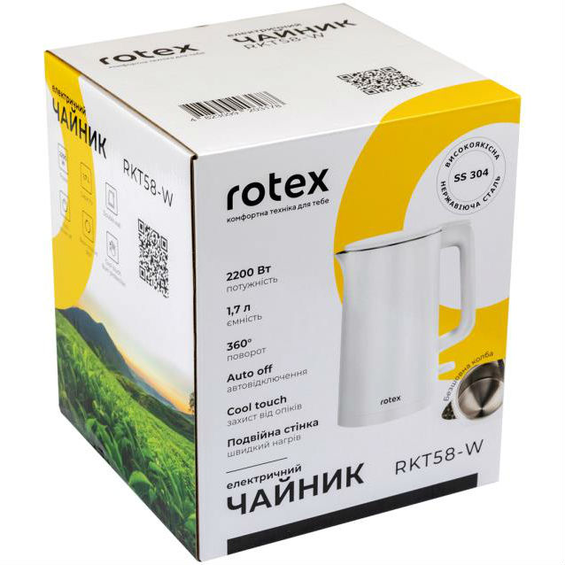 Электрочайник ROTEX RKT58-W Объем 1.7