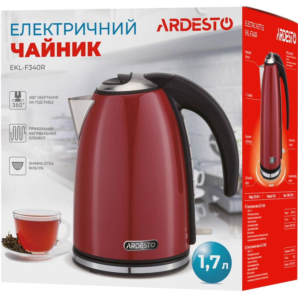 Электрочайник ARDESTO EKL-F340R Красный Нагревательный элемент диск