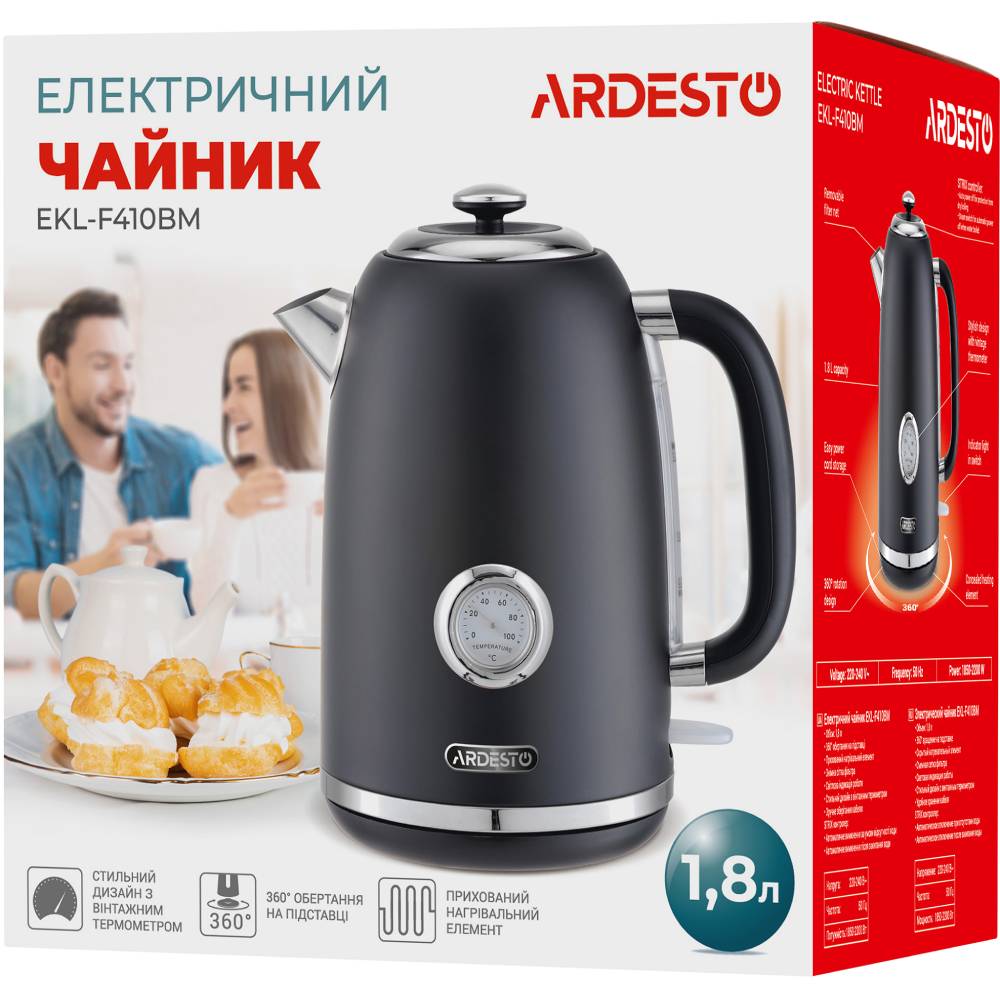 Электрочайник ARDESTO EKL-F410BM Черный Нагревательный элемент диск