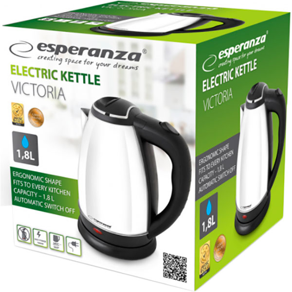 Электрочайник Esperanza Kettle Victoria 1.8 L (EKK113W) Материал корпуса нержавеющая сталь