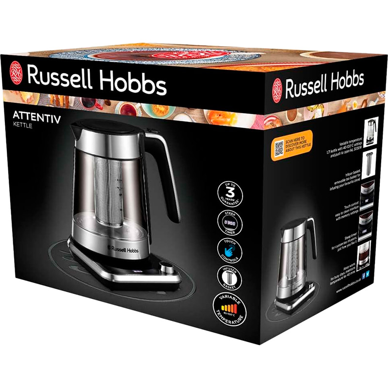 У Фокстрот Електрочайник RUSSELL HOBBS 26200-70 Attentiv Kettle Grey (26200-70)