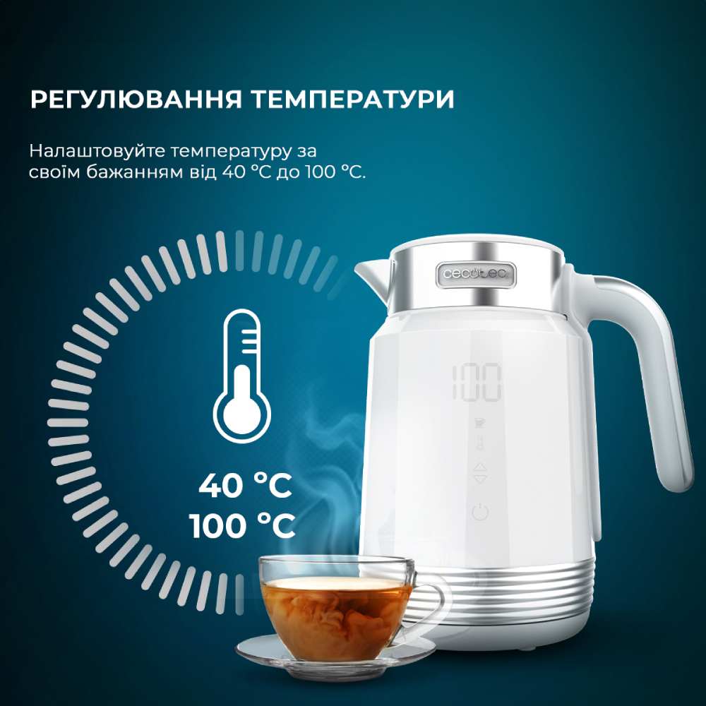 Зовнішній вигляд Електрочайник CECOTEC ThermoSense 600 Touch White Hervidores De Agua (CCTC-01749)