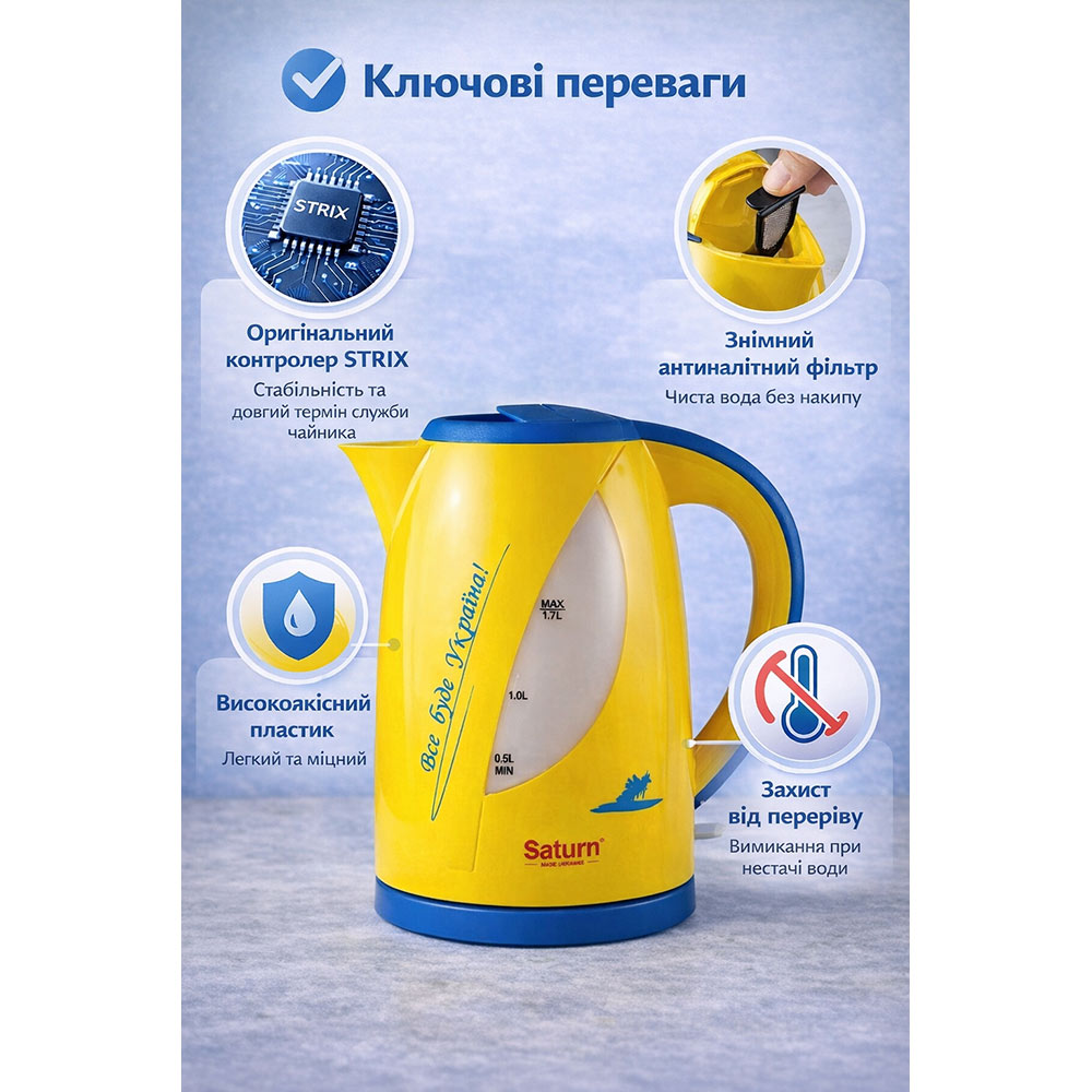 Электрочайник SATURN ST-EK8437U Объем 1.7