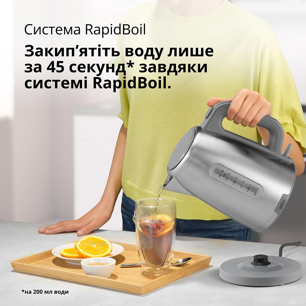 Электрочайник BRAUN WK102AI-WK1500GY Мощность 2200