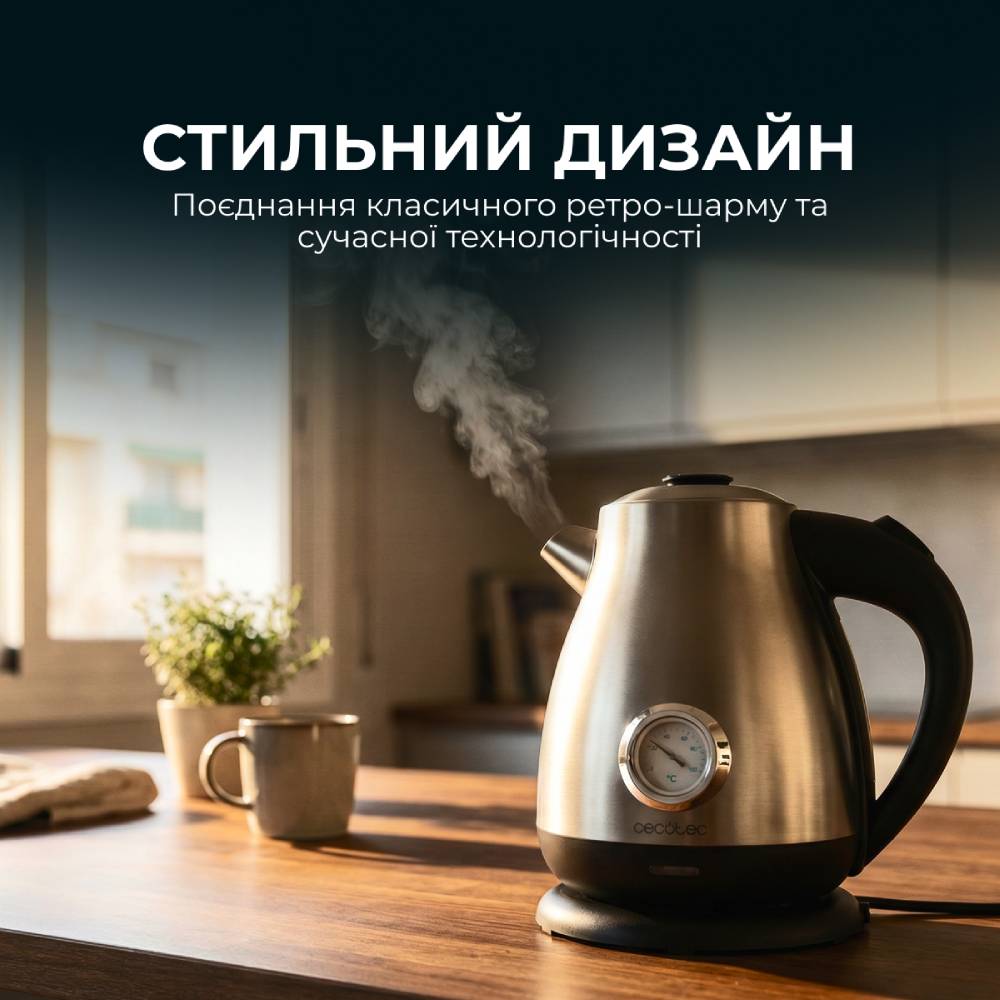 Фото Электрочайник CECOTEC Thermosense 620 Retro Steel