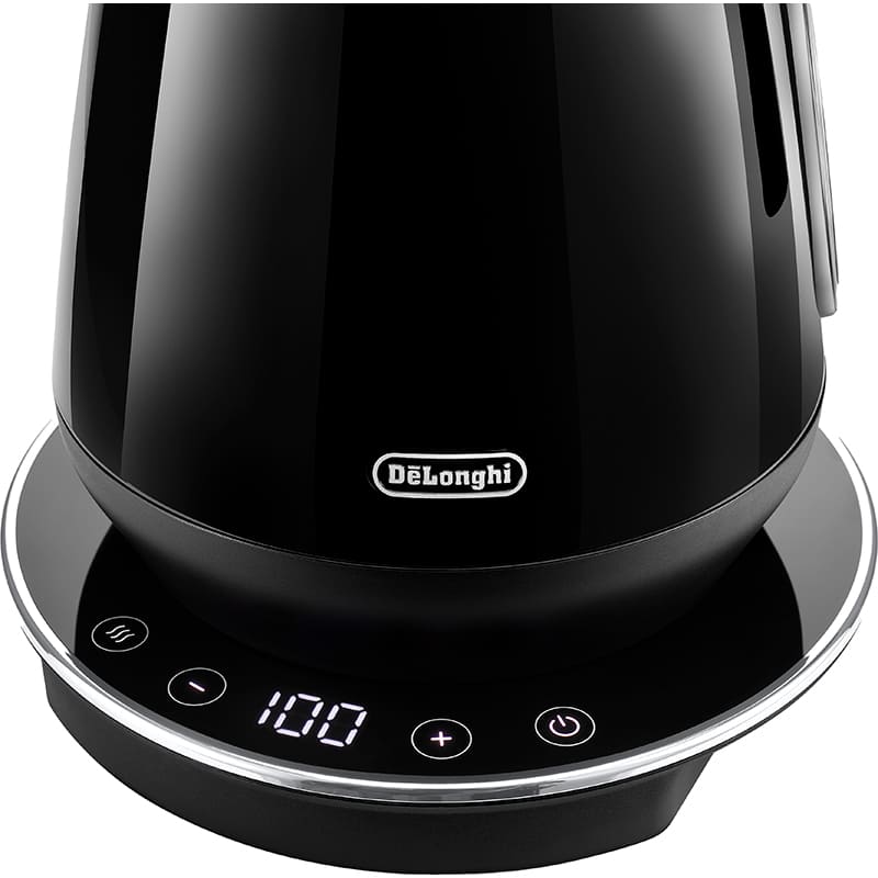 Электрочайник DELONGHI Eclettica Special Tea KBY 2011 BK Дополнительно Выключение при снятии с базы; С отсеком для кабеля; База вращается на 360°; 9 температурных режимов (40°,50°,60°,70°,80°,85°,90°,95°,100°)