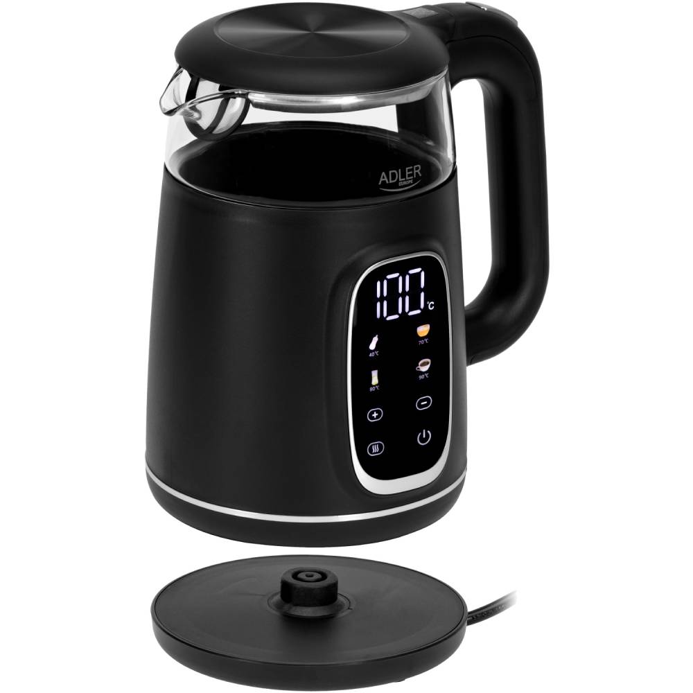 Електрочайник ADLER AD 1305 Black/Silver (AD1305BS) Об'єм 1.7