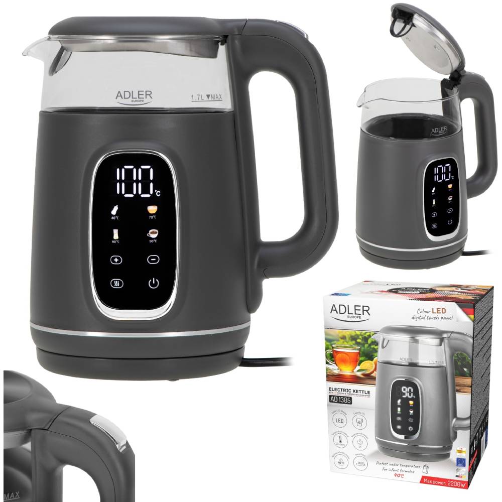 Внешний вид Электрочайник ADLER AD 1305 Gray (AD1305GS)