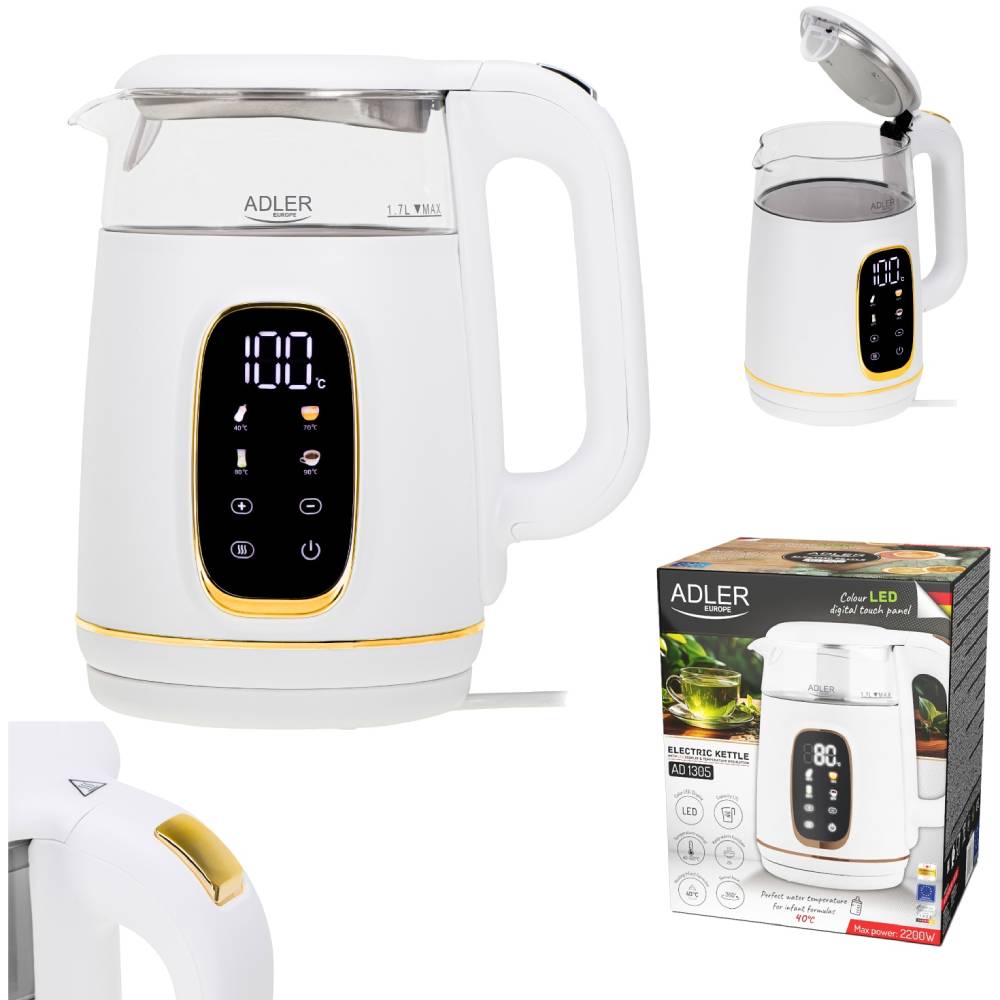 Внешний вид Электрочайник ADLER AD 1305 White/Gold (AD1305WG)
