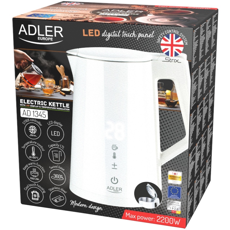 Фото Електрочайник ADLER AD 1345 White (AD1345W)